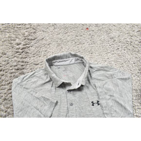 Under Armour Men's L Gray Polo Shirt Polyester Loose Heatgear Golf - Picture 7 of 7